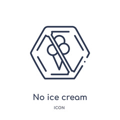 no ice cream icon from signs outline collection. Thin line no ice cream icon isolated on white background.