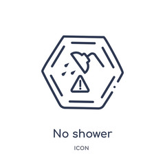 no shower icon from signs outline collection. Thin line no shower icon isolated on white background.