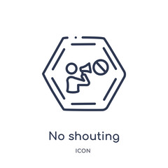 no shouting icon from signs outline collection. Thin line no shouting icon isolated on white background.