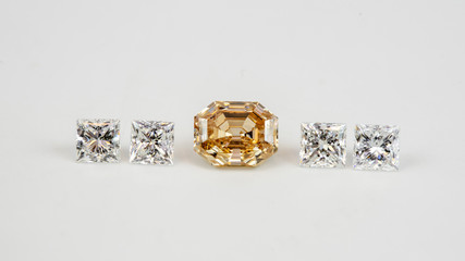Natural color diamond with princess cut diamonds