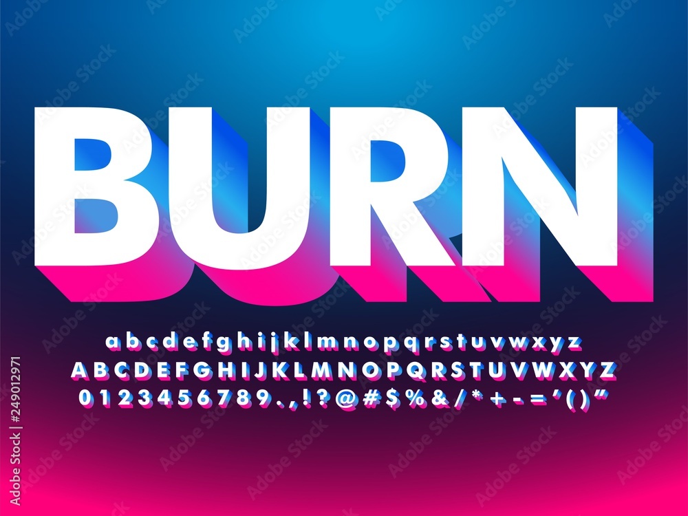 Poster modern floating 3d gradient extrude text effect with futuristic design and modern neon light effect 