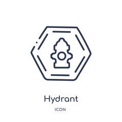 hydrant icon from signs outline collection. Thin line hydrant icon isolated on white background.
