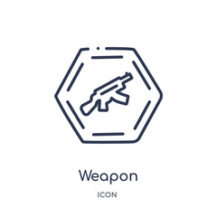 weapon icon from signs outline collection. Thin line weapon icon isolated on white background.
