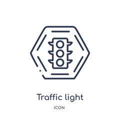 traffic light icon from signs outline collection. Thin line traffic light icon isolated on white background.