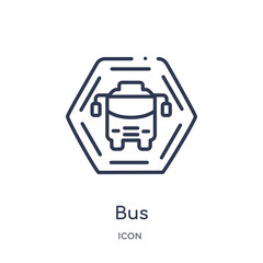bus icon from signs outline collection. Thin line bus icon isolated on white background.
