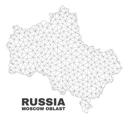 Abstract Moscow Region map isolated on a white background. Triangular mesh model in black color of Moscow Region map. Polygonal geographic scheme designed for political illustrations.