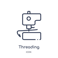 threading icon from sew outline collection. Thin line threading icon isolated on white background.