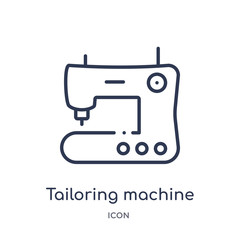tailoring machine icon from sew outline collection. Thin line tailoring machine icon isolated on white background.
