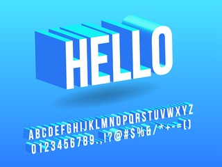 blue modern and simple alphabet floating font effect isometric compatible with illustrator 10 