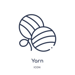 yarn icon from sew outline collection. Thin line yarn icon isolated on white background.