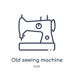 old sewing machine icon from sew outline collection. Thin line old sewing machine icon isolated on white background.