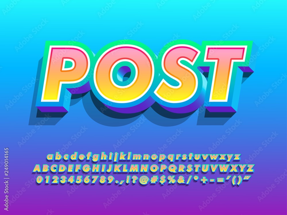 Fototapete modern font effect with gradient color and 3 dimension style. cool background gradient style compati
