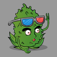 cool marijuana kush with eyeglasses