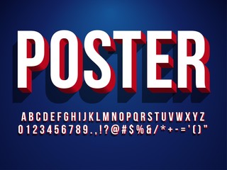 Modern 3d poster font headline and banner tittle Text with shadow and dark blue background compatible with illustrator 10 
