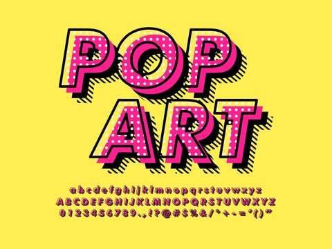 Modern retro old Pop Art Font Effect with rich texture pattern and shadow compatible with illustrator 10 