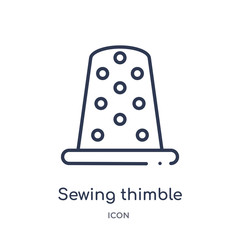 sewing thimble icon from sew outline collection. Thin line sewing thimble icon isolated on white background.
