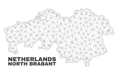 Abstract North Brabant Province map isolated on a white background. Triangular mesh model in black color of North Brabant Province map.