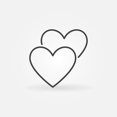 2 Hearts line icon. Vector Love concept symbol or design element in outline style