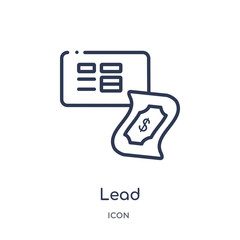 lead icon from seo & web outline collection. Thin line lead icon isolated on white background.