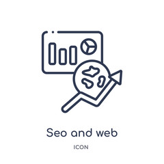 seo and web icon from seo & web outline collection. Thin line seo and web icon isolated on white background.