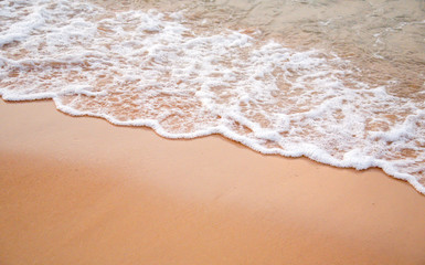 Wave & Sand beach background , holiday or relax in summer concept.