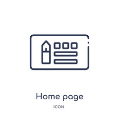 home page icon from seo & web outline collection. Thin line home page icon isolated on white background.