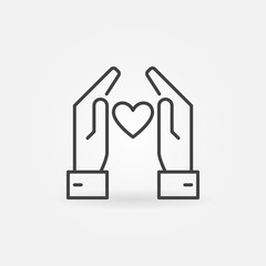 Hands with Heart vector icon or design element in thin line style