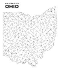 Abstract Ohio State map isolated on a white background. Triangular mesh model in black color of Ohio State map. Polygonal geographic scheme designed for political illustrations.