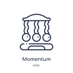 momentum icon from science outline collection. Thin line momentum icon isolated on white background.