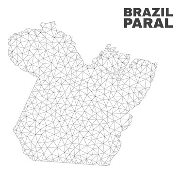 Abstract Paral State map isolated on a white background. Triangular mesh model in black color of Paral State map. Polygonal geographic scheme designed for political illustrations.