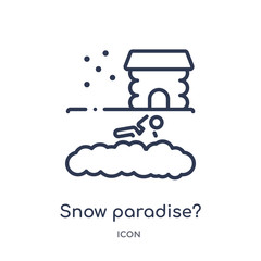 snow paradise? icon from sauna outline collection. Thin line snow paradise? icon isolated on white background.