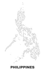 Fototapeta na wymiar Abstract Philippines map isolated on a white background. Triangular mesh model in black color of Philippines map. Polygonal geographic scheme designed for political illustrations.