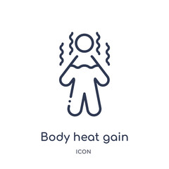 body heat gain icon from sauna outline collection. Thin line body heat gain icon isolated on white background.