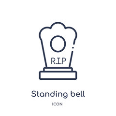 standing bell icon from religion outline collection. Thin line standing bell icon isolated on white background.