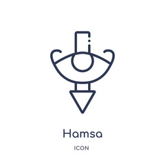 hamsa icon from religion outline collection. Thin line hamsa icon isolated on white background.