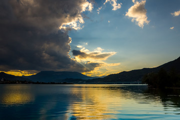 Fototapeta na wymiar Beautiful Jablanicko lake one of the famous destination for visit and enjoy in Bosnia