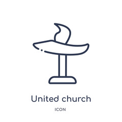 united church of christ icon from religion outline collection. Thin line united church of christ icon isolated on white background.