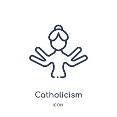 catholicism icon from religion outline collection. Thin line catholicism icon isolated on white background.
