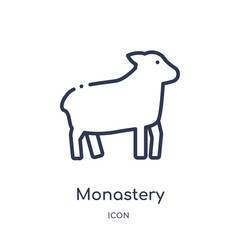 monastery icon from religion outline collection. Thin line monastery icon isolated on white background.