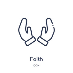 faith icon from religion outline collection. Thin line faith icon isolated on white background.