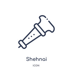 shehnai icon from religion outline collection. Thin line shehnai icon isolated on white background.