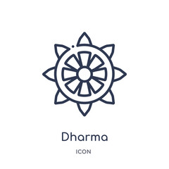 dharma icon from religion outline collection. Thin line dharma icon isolated on white background. - obrazy, fototapety, plakaty