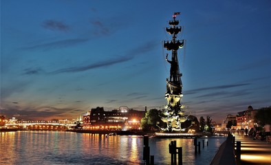 monument to Peter the great on the Moscow river