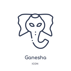 ganesha icon from religion outline collection. Thin line ganesha icon isolated on white background.