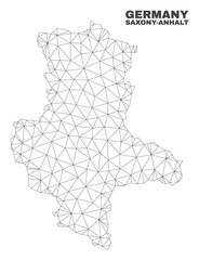 Abstract Saxony-Anhalt Land map isolated on a white background. Triangular mesh model in black color of Saxony-Anhalt Land map. Polygonal geographic scheme designed for political illustrations.