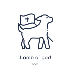 lamb of god icon from religion outline collection. Thin line lamb of god icon isolated on white background.
