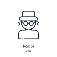 rabbi icon from religion outline collection. Thin line rabbi icon isolated on white background.