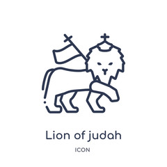 lion of judah icon from religion outline collection. Thin line lion of judah icon isolated on white background.