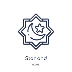 star and crescent moon icon from religion outline collection. Thin line star and crescent moon icon isolated on white background.
