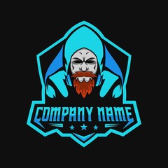 beard man gamers gaming e sport logo amazing design for yourcompany or brand